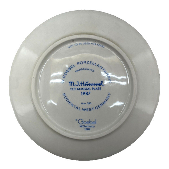 Vintage 1987 Goebel M.J. Hummel 17th Annual Plate Collectors Memorabilia Hum 283 - Picture 2 of 14